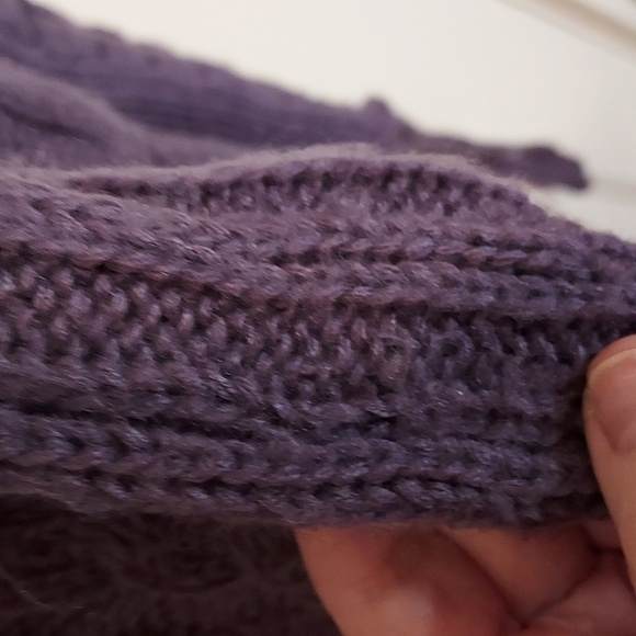 525 America Cable Knit Crop Tie Sleeve Sweater Purple - Picture 12 of 16